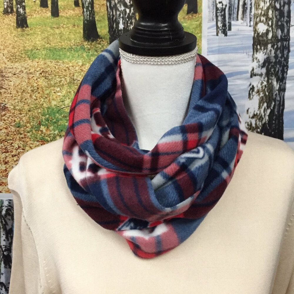 Superbowl 60 LX Loop Scarf NFL New England Patriots Fleece handcut 78 x 9"
